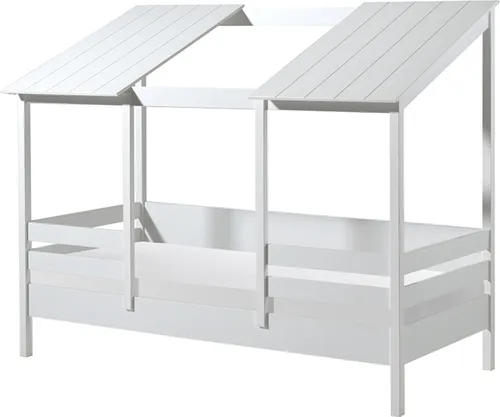 Hausbett >HAUSBETT< in Weiß aus Massiv Kiefer und MDF