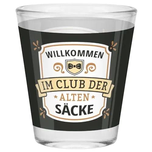 Robustes Sheepworld Schnapsglas mit lustigem Spruch Willkommen im Club