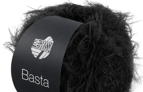 BASTA Lana Grossa 50g Fb. 22 Schwarz - Federzarter Flausch - Hochwertiger Fake Fur in elegantem Schwarz, perfekt für kreative Projekte. 50 g mit einer Lauflänge von 100 m für vielfältige Bastelideen.