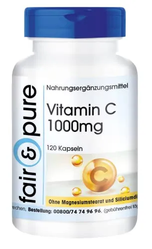 Fair & Pure® - Vitamin C 1000 mg - 120 Kapseln - gepuffert, hochdosiert und bioverfügbar - vegan - deutsche Qualitätsherstellung