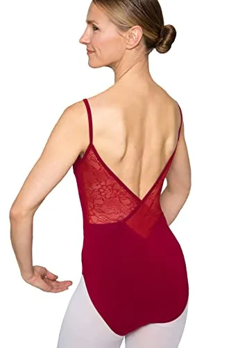 tanzmuster Ballett Trikot Damen Spaghettiträger - Nadine - burgunder 40 - Eleganter Ballettanzug aus hochwertigem, weichem Baumwollmischgewebe mit Spitzeneinsätzen. Ideal für Tanz und Bewegung, atmungsaktiv und elastisch für optimale Bewegungsfreiheit. Pflegeleicht und bequem im Alltag.