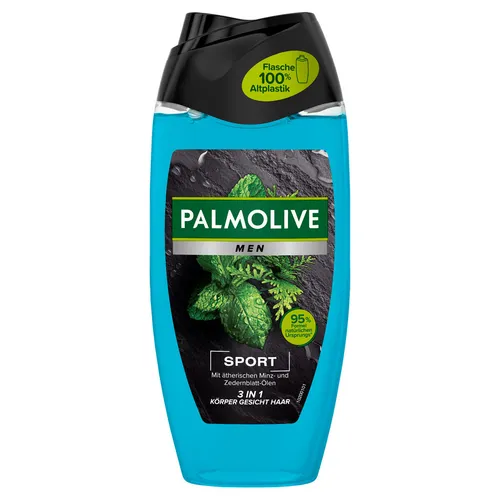 PALMOLIVE Men Duschgel Sport 3in1 - Vitalisierendes 3-in-1 Duschgel für Männer mit erfrischendem Duft von Minze und Zedernblatt. Ideal für die tägliche Körperpflege und erfrischende Reinigung. Mit 95% Inhaltsstoffen natürlichen Ursprungs.