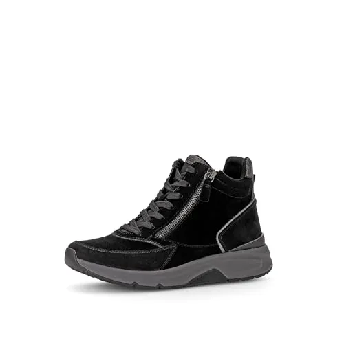 Gabor Damen Schnürstiefeletten in Schwarz/Anthrazit - Stylische Schnürstiefeletten aus hochwertigem Rauleder mit flachem Absatz. Ideal für den Übergang, bieten sie Komfort und einen modernen Look.