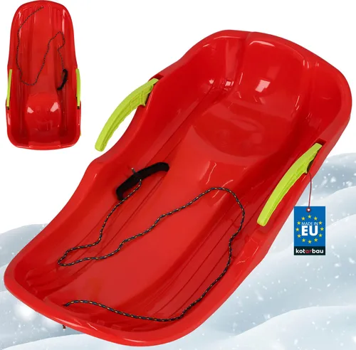 KOTARBAU® Bob mit Bremse 79 x 38 x 16 cm Plastik Kinderbob Kunststoff Schneebob Robust & Ergonomisch Rot