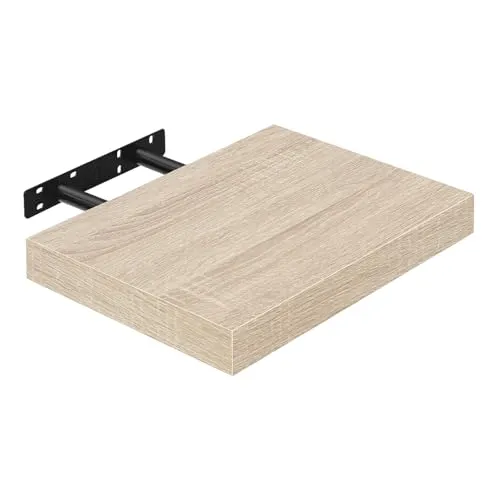 EUGAD Wandregal Wandboard Buchregal Hängeregal DVD CD Regal Holz Board 25cm Eiche 0112QJ