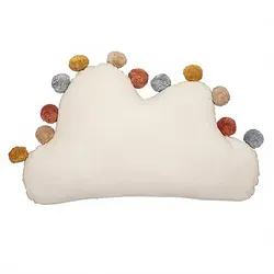 Dekokissen für Kinder WOLKE mit Pompons, 30 x 50 cm - Gemütliches Kinder-Dekokissen aus Baumwolle mit bunten Pompons, ideal zur Verschönerung des Kinderzimmers.