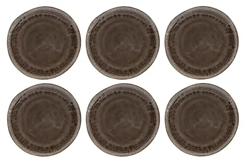 HIT Trading Speiseteller BROWNIE, 6er Set - Speiseteller Set aus 6 eleganten, braunen Keramiktellern (Ø 27 cm), spülmaschinenfest und mikrowellengeeignet – ideal für stilvolle Tischdekoration.