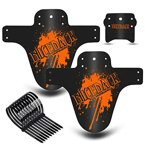 NICEDACK MTB Schutzbleche,Fahrrad Mudguard 2 Stücke MTB Mud Guard Mountainbike Hinten und Vorne Schlamm schaber Spritzschutz (A-Schutzbleche, A-Orange)