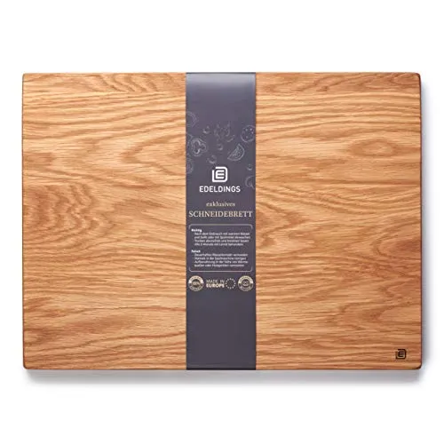 Edeldings Schneide- und Servierbrett aus hochwertiger Eiche 40 х 30 cm groß | Antibakterielles Küchenbrett aus Europa | Servierbrett, Frühstücksbrett, Holzbrett aus massiv Holz