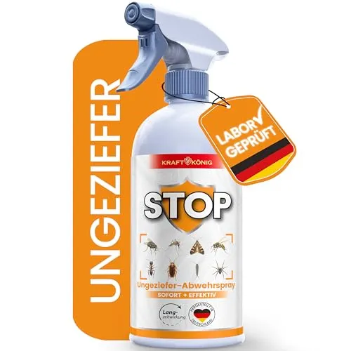 KRAFTKÖNIG Insektenspray 500 ml – Direkt anwendbar mit Soforteffekt – Ungezieferspray gegen fliegende und kriechende Insekten für Innen- & Außen – Auch als Fliegenspray einsetzbar