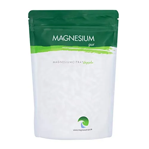 Magnesium Pur 500 Kapseln - Hochwertiges Citrat für optimale Aufnahme - Nahrungsergänzungsmittel mit 500 veganen Kapseln, die 100 mg elementares Magnesium pro Kapsel bieten. Ideal für eine effektive Magnesiumversorgung über 166 Tage.