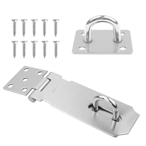 Zoll Edelstahl Vorhängeschloss Haspe, Türschloss Überfalle mit Schrauben, Sicherheits Türriegel rostfrei, Haspe Riegel für Schränke, Türen, Tore, Innen Außenbereich 5