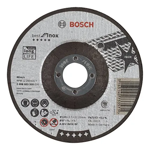 Bosch Professional 1x Trennscheibe Gekröpft Best for Inox (Rostfreier Stahl, A 30 V INOX BF, Ø 125 mm, 2.5 mm, Zubehör Winkelschleifer)