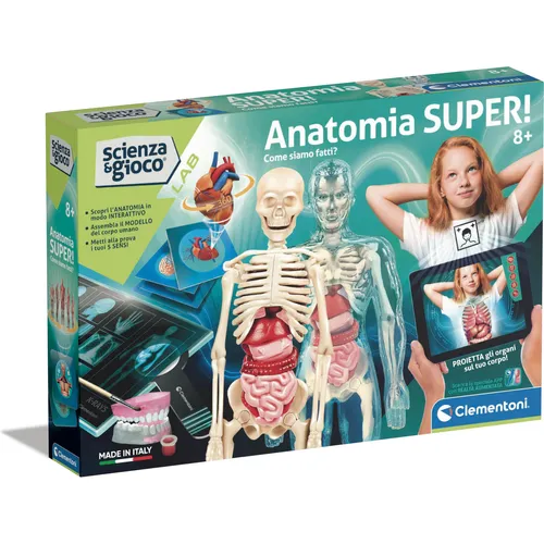 Clementoni Anatomie Kit - Wissenschaftliches Labor für den menschlichen Körper - Interaktives Wissenschaftsset für Kinder von 8-12 Jahren. Entdecke die menschliche Anatomie spielerisch mit 3D-Modellen und Augmented Reality. Hergestellt in Italien.