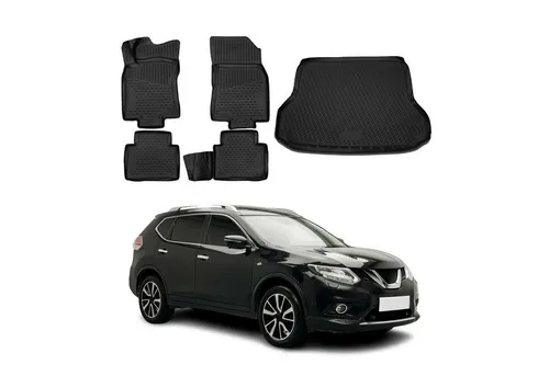 OMAC Auto-Fußmatten Kofferraumwanne Set für Nissan X-Trail 2014-2025 - Fahrzeugspezifische Matten für Nissan X-Trail, wasserdicht, rutschfest und leicht zu reinigen – idealer Schutz für den Innenraum.