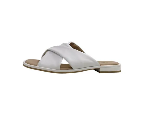 Caprice Leder-Pantoletten in Weiß - 42 - Elegante Pantoletten ohne Verschluss, ideal für den Sommer. Mit offener Schuhspitze und rutschhemmender Laufsohle für sicheren Halt. Perfekt für entspannte Tage.