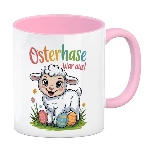 Osterlamm Kaffeebecher in rosa - Osterhase war aus