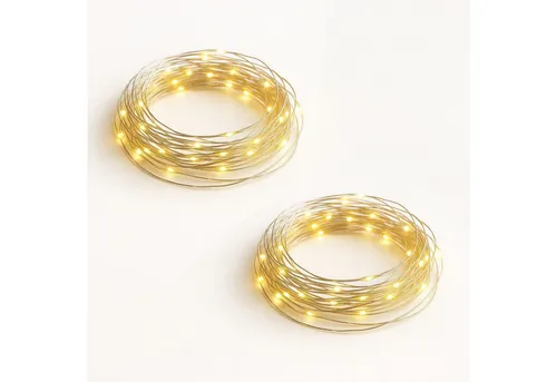 matches21 HOME & HOBBY LED-Lichterkette Mini Lichterkette 2 m, 40 LED Timer Batterie warmweiß innen, 40-flammig, Micro Draht Beleuchtung Indoor Leuchtdeko