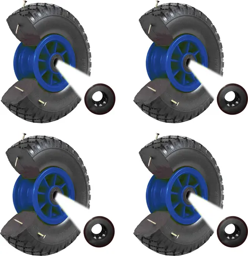 TRUTZHOLM 4X Sackkarrenrad PU-Rad 260x85 mm - Sackkarrenrad mit pannensicherem PU-Schaumreifen, ideal für unebenes Gelände. Robuste Kunststofffelge und hohe Tragfähigkeit bis 100 kg für zuverlässigen Einsatz im Innen- und Außenbereich.
