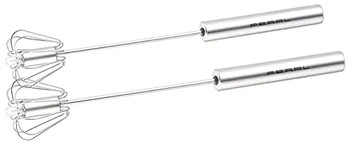 PEARL Zauberquirl: 2er Set Multi-Quirl mit Drehautomatik, Edelstahl, 25cm (Milchaufschäumer, Wiener Quirl, Handrührgerät)