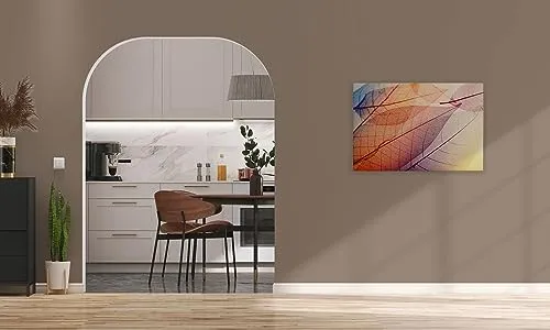 A.S. Création Leinwandbild Blätter floral - Kunstdruck orange gelb - 90x60 cm Querformat - Moderne Wanddekoration Schlafzimmer Wohnzimmer Küche - Bild auf Keilrahmen