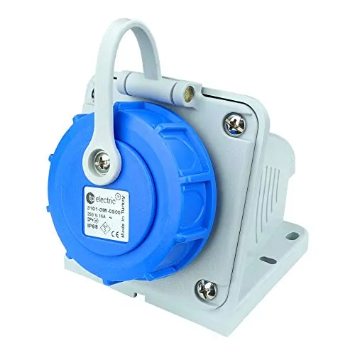 Steckdose 16A 2P+E 230V IP68 Wandsteckdose Aufputz Hermetisch Kunststoff gefertigt