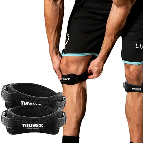 CharmChic 2 Stück Patellasehnenbandage, Patellasehnen Knee Strap, Verstellbarer Patella Kniebandage, Bandage Knie, Knee Strap für Damen und Männer Sport, Wandern, Fitness, Volleyball und Wandern