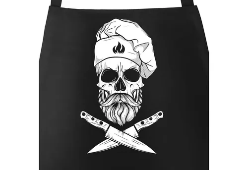 MoonWorks Grillschürze Grill-Schürze für Männer Koch Totenkopf Messer Hipster Skull Chef Grillen Baumwoll-Schürze Küchenschürze Moonworks®, mit kreativem Aufdruck