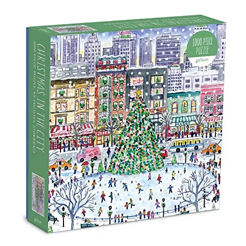 Galison Mudpuppy 9780735383098 Puzzle - Christmas in the City, 1000 Teile von Michael Storrings, festliches Geschenk in robuster Box