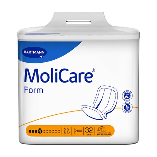 MoliCare Form normal plus 4 Tropfen Sparpaket (4 x 32 Stück) - Inkontinenzeinlagen für mittlere Stuhl- und Harninkontinenz, mit hoher Saugfähigkeit und Feuchtigkeitsindikator für optimalen Schutz und Komfort.