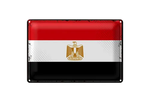 Roomando Metallschild Blechschild Flagge Ägypten 30x20cm Retro Flag of Egypt