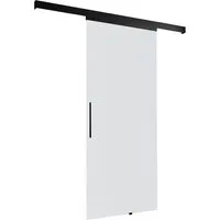 inova Glasschiebetür Satiniert 900 x 2035 mm Komplettset Schwarz mit Softclose - Elegante Glasschiebetür aus 8 mm ESG, platzsparend und einfach zu montieren. Mit Softclose für sanftes Schließen und wartungsfreien Laufwagen für leise Nutzung. Komplettset für einfache Installation.