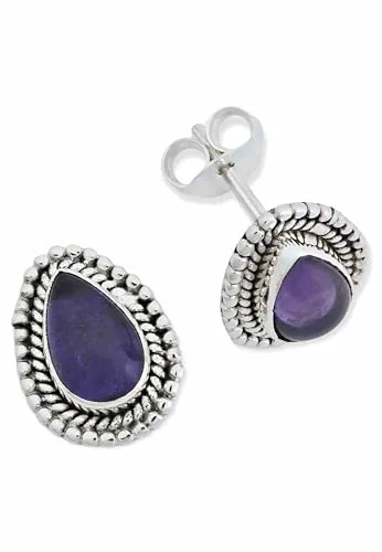 Ohrstecker 925 Silber Amethyst lila Stein Edelstein Ohrringe echt Silber Damen Sterling Silber Stecker Geschenk(MOS-055-01)