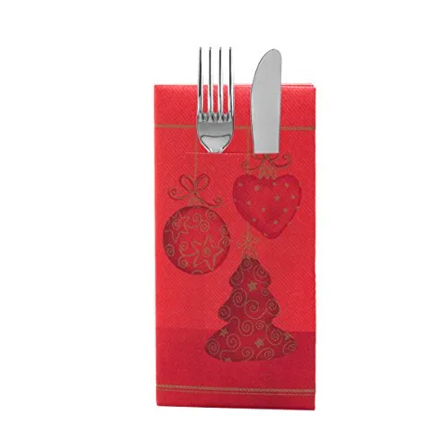 Sovie HOME Besteckservietten Tiffany in Rot aus Linclass® Airlaid, Weihnachtsbesteckserviette stoffählich, ideal für Advent Weihnachten Weihnachtsfeiern, 40x40cm,12 Stück