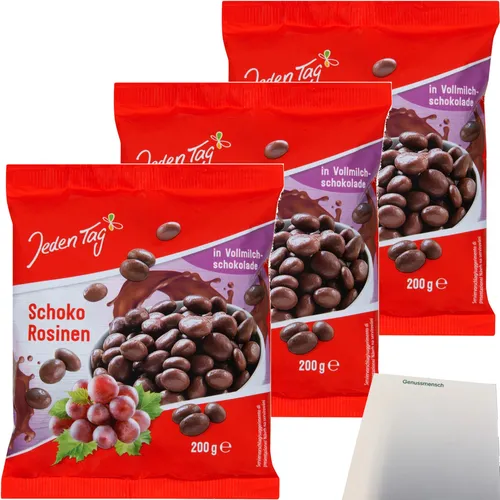 Jeden Tag Schoko Rosinen in Vollmilchschokolade 3er Pack 3x200g usy Block