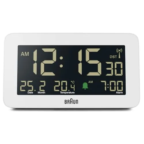 Braun Clock digital Wecker BC10W-DCF in silber von Braun