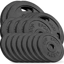 Hop-Sport 60 kg Hantelscheiben-Set 2x10kg +4x5kg +4x2,5kg +8x1,25kg 30/31mm Gripper Gusseisen Gewichte Hanteln