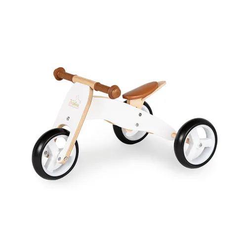 Pinolino Mini-Laufdreirad Charlie weiß-natur - Kinderfahrzeug für 1-2 Jahre, fördert die motorischen Fähigkeiten und sorgt für Spielspaß im Freien.