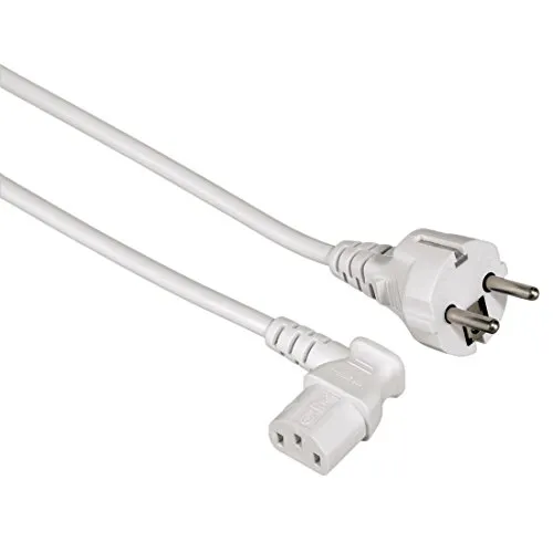 Hama Netzkabel für Kaltgeräte 5 m 90 Grad (Stromkabel für PC, Monitor, Drucker, PS3, angespritzte Schutzkontakt Stecker, 3 polig, gewinkelt) Kaltgerätekabel weiß