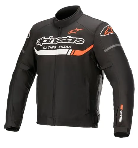Alpinestars T-SP S Ignition Waterproof Jacke - Schwarz/Weiß/Fluo-Rot - Funktionsjacke mit wasserdichter Membran, ideal für wechselnde Wetterbedingungen und optimalen Schutz im Stadtverkehr.