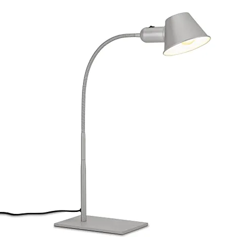 BRILONER Tischlampe flexibel - Verstellbare Schreibtischlampe mit Kippschalter - Schreibtischlampen mit 40 cm Flexschlauch für individuelle Beleuchtung, ideal für Büro und Schlafzimmer. Maximal 10 Watt, inkl. Kabel und robustem Standfuß.