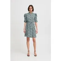 Kleid IXNINA Regular Fit mit Leopardenmuster - Elegantes Kleid mit gerader Silhouette, Puffärmeln und Hemdkragen. Der Bindegürtel betont die Taille und sorgt für einen modischen Look.