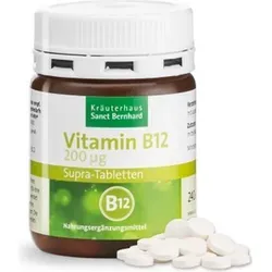 Sanct Bernhard Vitamin B12 200 µg Supra - 240 Tabletten - Nahrungsergänzungsmittel mit hochdosiertem Vitamin B12, unterstützt das Nervensystem, fördert Konzentration und reduziert Müdigkeit.