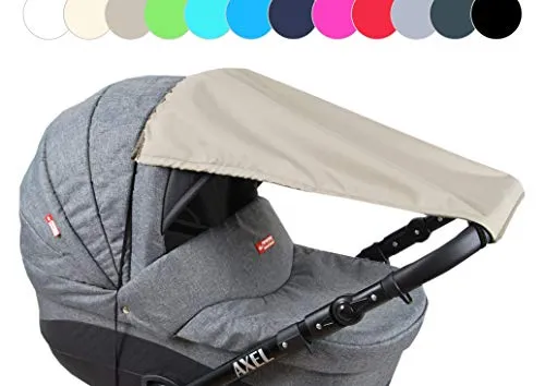 BABYLUX Sonnenschutz UV Rollo Schütz SONNENSEGEL Sonnendach für Kinderwagen Buggy (Khaki)