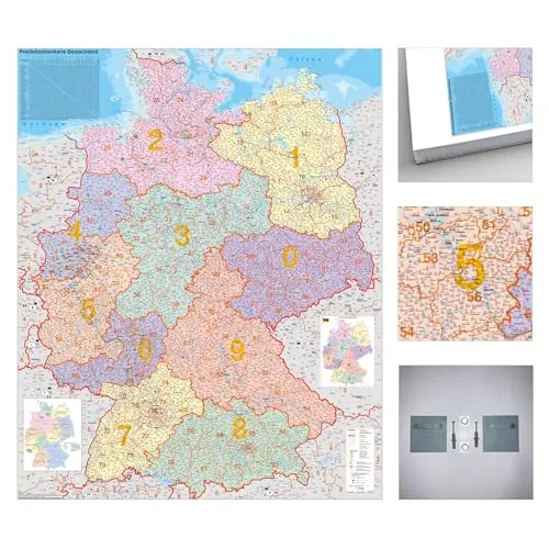 STIEFEL Pinnwand Deutschland PLZ-Karte auf EasyPrint-Platte, 80 x 105 cm - Gestalte Deine Reisen mit unserer detailreichen Deutschlandkarte auf 10mm-EasyPrint-Platte. Ideal für Dekoration und Planung, zeigt sie Postleitzahlen, Städte und wichtige Verkehrswege auf ansprechende Weise.