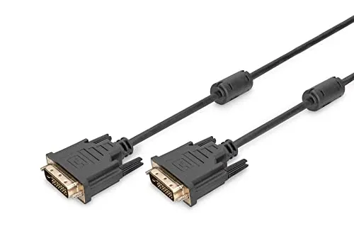 DIGITUS DVI-Kabel – DVI-D (24+1) – Full-HD 1080p – 10m – Dual Link – 2xFerrit – Kompatibel mit Monitor, Beamer, PC – Schwarz