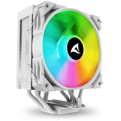 Sharkoon A40 Weiß RGB CPU-Kühler - Effektiver CPU-Kühler mit 120-mm-RGB-Lüfter, 220 W TDP und einfacher Installation, ideal für hohe Kühlleistung in jedem System.