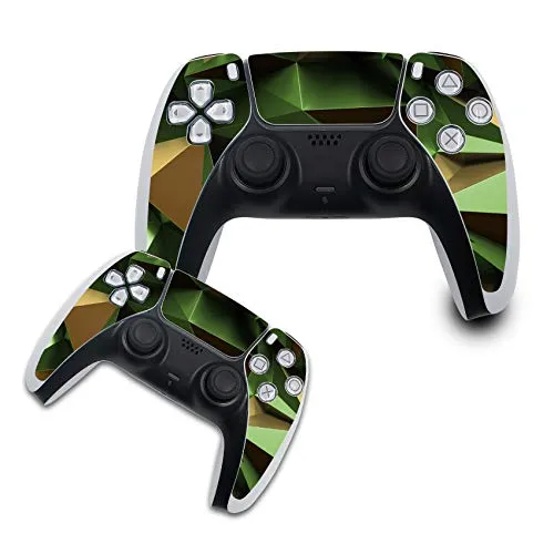 Finest Folia Schutzfolie kompatibel mit PS5 Sticker Hülle für Spiele Konsolen Controller Gehäuse Aufkleber Vinyl Folie Skin gegen Kratzer Design Cover R140 (Controller Set, Nr. 2 Polygon Camouflage)