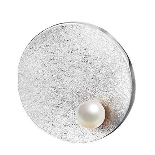 MATERIA Damen Anhänger Perle 925 Sterlingsilber weiß Ø33mm rund gebürstet mit Box #KA-142