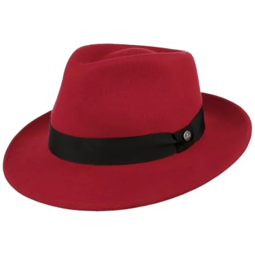 Lierys Filzhut rot - Wollfilz mit Ripsband - Caps & Hüte, eleganter Wollfilzhut in Rot mit Ripsband, perfekt für stilvolle Auftritte und vielseitige Outfits